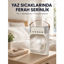 Techora Sale Taşınabilir 3'ü 1 Arada Mini Fan | Nemlendirici + Soğutucu + Gece Lambası Yeni Nesil