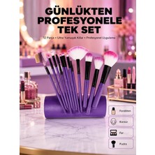Techora Sale Fondöten, Allık ve Far Uygulamalarına Uygun 12 Parça Makyaj Fırça Takımı Ergonomik Saplı