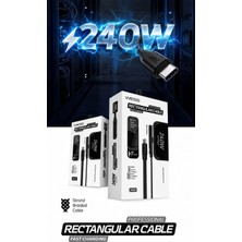 Wess 240W Type-C Şarj Kablosu 480MBPS Hızlı Şarj Kablo Telefon Standlı 90° Dirsekli Örgü Kablo - Samsung Xiaomi Redmi Uyumlu