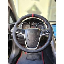 Stilix Garage Opel Insignia Uyumlu Araca Özel Dikmeli Direksiyon Kılıfı Nokta Karbon Kırmızı Yüzüklü