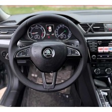 Stilix Garage Skoda Fabia Octavia Super B Rapid Kodiaq 2013-2020 Araca Özel Dikmeli Direksiyon Kılıfı F1 Olmayan