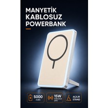 teknokutum 5000 Mah 15W Manyetik Kablosuz Power Bank Standlı Usb-C Hızlı Şarj Cihazı