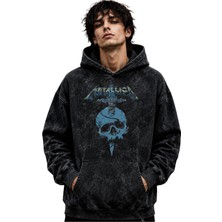 Sevbano Metallica Rock Metal Müzik Grubu Baskılı Unisex Oversize Premium Yıkamalı Hoodie Sweatshirt