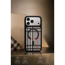 Tepex Premium Kalite Sadece 17 Promax Uyumlu Metal Megsafe Zarif Ekose Tasarımıyla Deri Telefon Kılıfı....