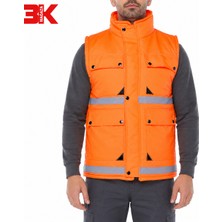 3k Mağaza Reflektörlü Çok Cepli Fosforlu Turuncu Iş Yeleği – Fermuarlı
