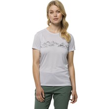 Jack Wolfskin Crosstrail Graphic Kadın Beyaz Tişört