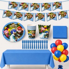 Sonic Temalı 94 Parça 16 Kişilik Doğum Günü Seti Tabak Bardak Balon Flama