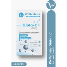 Wellvalens Gluta-C Glutatyon 500 mg + Vitamin C | Antioksidan & Cilt Işıltısı Desteği 30 Kapsül