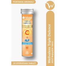 Wellvalens Triple Defense Efervesan Tablet 1000 mg C Vitamini Çinko D3 Portakal Aromalı 20 Tablet
