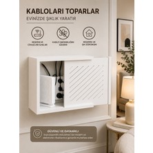 Mağaraahşap Wifi Modem Kutusu Beyaz Kablo Düzenleyici Duvar Tipi Priz ve Modem Gizleme Kutusu