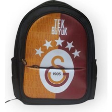 Galatasaray 3 Bölmeli 5 Yıldızlı Tek Büyük Suni Deri Okul Sırt Çantası (25683)