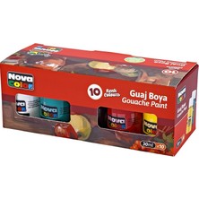 Nova Color 10 Renkli Guaj Boya 30 Cc Şişe Su Bazlı Özelliklerle Çocuklar İçin Uygun
