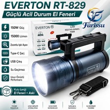 farissu Everton RT-829 Şarjlı Zoomlu LED El Feneri - 15000 Lümen, 3 Km Menzil, Powerbank Özellikli