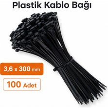 Badem10 Kablo Bağı 3,6X300 mm 100 Adet Plastik Cırt Kelepçe Dayanıklı Kilitli Bağlama Sabitleme Aparatı