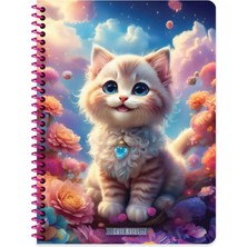 Keskin Color 16,5X22,5CM 100 Yaprak Kareli Spiralli Sevimli Hayvanlar Not Defteri (Karışık Renk, 1 Adet)