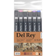 Del Rey Twın Marker Çift Uçlu Grafik Kalemi 6 Lı Ahşap Renkler Mn-Askt06/4