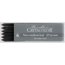 Cretacolor Black Pastel Medium Siyah Tebeşir Portmin Uç 5,6Mm (6 Lı Paket) 26012