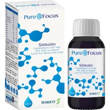 Barifit Pure Focus Sitikolin, Fosfatidilserin, Krill Yağı, ve Vitamin İçeren Sıvı Takviye Edici Gıda |150 ml | Odak ve Zihinsel Performans Desteği