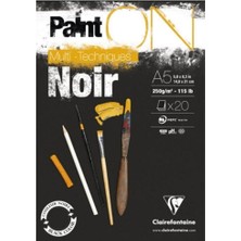 Clairefontane Paint-On Karışık Teknik Resim Defteri Siyah Blok A5 250Gr 20 Yaprak