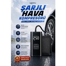 Neffo 150 Psı Şarjlı Hava Kompresörü 4500MAH | LCD Ekranlı Taşınabilir Lastik Şişirme Pompası
