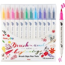 Pentel Brush Sing Pen Twin Çift Taraflı Fırça Uçlu Kalem 12 Renk