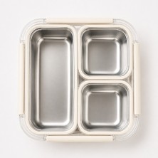 Vagon Kare Üç Bölmeli Lunchbox (Karışık Renk, 1 Adet)