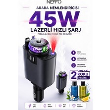 Neffo 5-In-1 45W Işıklı ve Kokulu Araç Şarj Cihazı | Hızlı Şarj | Usb-C & Ios Uyumlu | Atmosfer Işığı