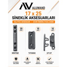 Aluwand 17X25 Menteşeli Sineklik Aksesuar Seti 40 Parça | 20 Menteşe 10 Tutamak 10 Çıt Çıt