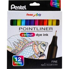 Pentel Fiber Uçlu Boya Kalemi 0.4 Mm Fineliner 12 Renk