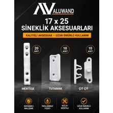 Aluwand 17X25 Menteşeli Sineklik Aksesuar Seti 40 Parça | 20 Menteşe 10 Tutamak 10 Çıt Çıt