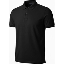 Tarz Yeri Erkek Polo Yaka Düğmeli Pike Kumaş Tişört Regular Fit Kısa Kol T-Shirt - Siyah