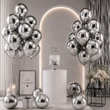 Cansüs Can Süs 10 Adet Metalik Balon-Gümüş