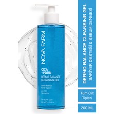 Nova Farm Tüm Cilt Tipleri Için, Sebum Dengeleyici ve Bariyer Destekleyici Cıca+Pdrn Yüz Temizleme Jeli 200 ml