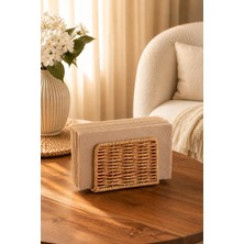 Porsima DHZ07303 Dekoratif Doğal Hasır Masa Üstü Havlu Kağıtlık Peçetelik 15,5X9X5,5CM