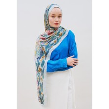 Fresh Scarfs Floral Whimsy Desen Rami Viskon Şal Soft Mavi