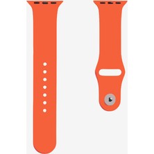 Quse Apple Watch Series SE/11/10/9/8/7/6/5/4/3 42mm-41mm-40mm-38mm Uyumlu S/m Spor Silikon Kordon Turuncu