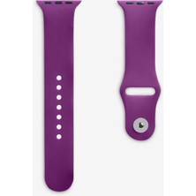 Quse Apple Watch Series SE/11/10/9/8/7/6/5/4/3 46mm-45mm-44mm Uyumlu M/L Spor Silikon Kordon Mor