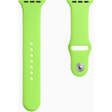 Quse Apple Watch Series SE/11/10/9/8/7/6/5/4/3 46mm-45mm-44mm Uyumlu M/L Spor Silikon Kordon Neon Yeşil