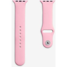 Quse Apple Watch Series SE/11/10/9/8/7/6/5/4/3 42mm-41mm-40mm-38mm Uyumlu S/m Spor Silikon Kordon Pembe