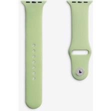 Quse Apple Watch Series SE/11/10/9/8/7/6/5/4/3 42mm-41mm-40mm-38mm Uyumlu S/m Spor Silikon Kordon Fıstık Yeşili