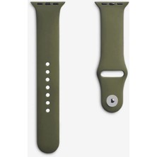 Quse Apple Watch Series SE/11/10/9/8/7/6/5/4/3 42mm-41mm-40mm-38mm Uyumlu S/m Spor Silikon Kordon Zeytin Yeşili