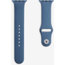 Quse Apple Watch Series SE/11/10/9/8/7/6/5/4/3 46mm-45mm-44mm Uyumlu S/M Spor Silikon Kordon Loş Mavi