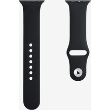 Quse Apple Watch Series SE/11/10/9/8/7/6/5/4/3 46mm-45mm-44mm Uyumlu S/M Spor Silikon Kordon Siyah