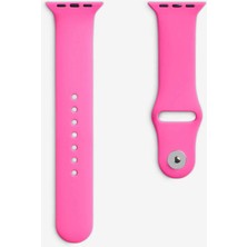 Quse Apple Watch Series SE/11/10/9/8/7/6/5/4/3 46mm-45mm-44mm Uyumlu S/M Spor Silikon Kordon Barbie Pembesi