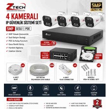Ztech 4 Kameralı 5 Mp Sesli Ip Set