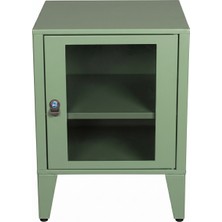 Alfafonet Ziglat 655 Serisi Kilitli Metal Home Office Dolabı Cam Kapaklı Yeşil 450X600X450 mm