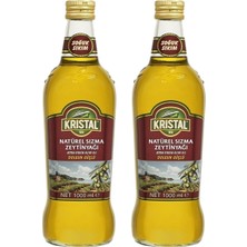 Kristal Natürel Sızma Zeytinyağı Dolgun Güçlü 1 L Cam Şişe 2 Li