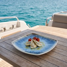 Happy Chef Blue Iris 6'lı Kare Tabak Seti, 21,5X21,5 cm - H.2,5 cm , Thermoset Melamin