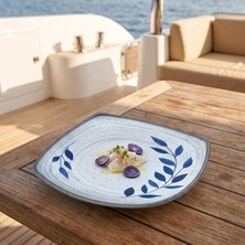 Happy Chef Selva Blu 3'lü Kare Tabak Seti, 24,1X24,1 cm - H.2,7 cm , Thermoset Melamin