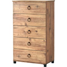 Erezoğulları Mobilya Ekonomik Yüksek 5 Çekmeceli Şifonyer Kurulu 73X45X125CM